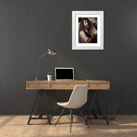 Cross-Bearing Museumist White Modern Wood Framed Art Print with Double Matting by Montagna, Bartolomeo