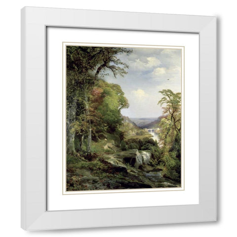 Along The Wissahickon White Modern Wood Framed Art Print with Double Matting by Moran, Thomas