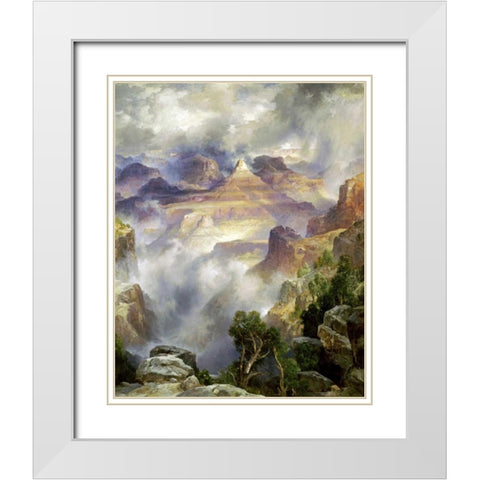 Canyon Mists, Zoroaster Peak, Grand Canyon White Modern Wood Framed Art Print with Double Matting by Moran, Thomas