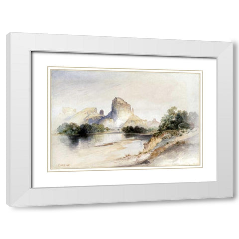 Castle Butte, Green River, Wyoming White Modern Wood Framed Art Print with Double Matting by Moran, Thomas