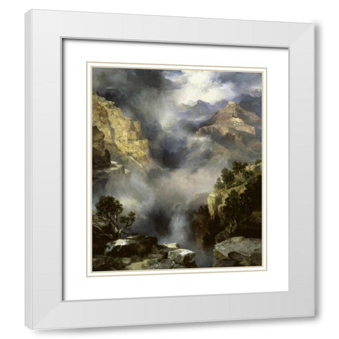 Mist in the Canyon White Modern Wood Framed Art Print with Double Matting by Moran, Thomas