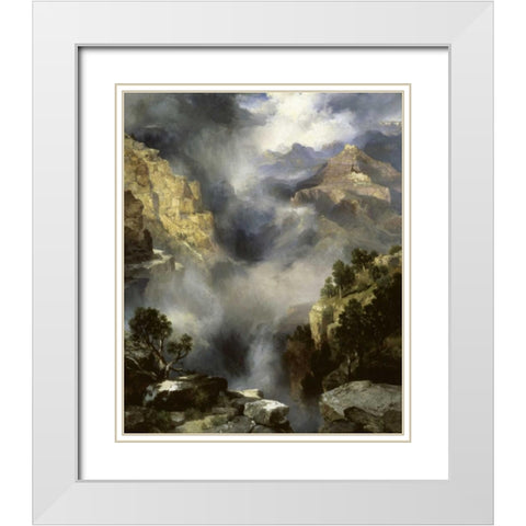 Mist in the Canyon White Modern Wood Framed Art Print with Double Matting by Moran, Thomas