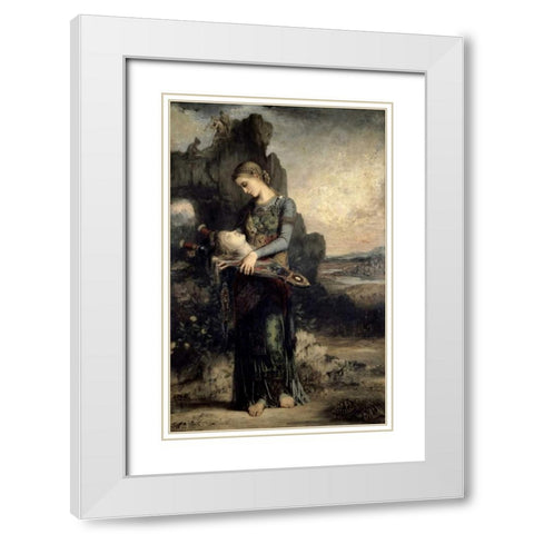 Orpheus White Modern Wood Framed Art Print with Double Matting by Moreau, Gustave