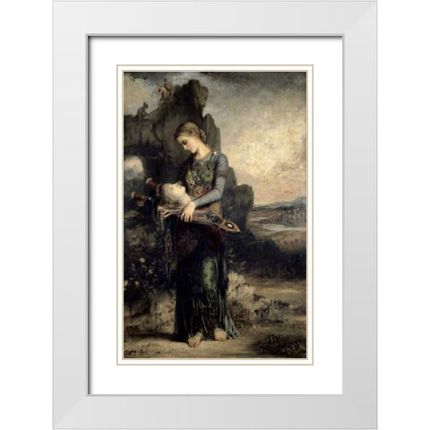Orpheus White Modern Wood Framed Art Print with Double Matting by Moreau, Gustave
