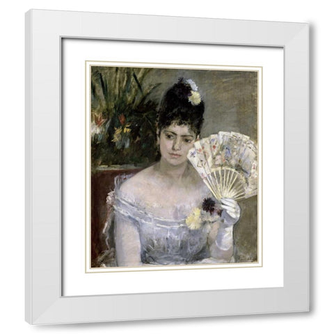 Young Lady at a Ball White Modern Wood Framed Art Print with Double Matting by Morisot, Berthe