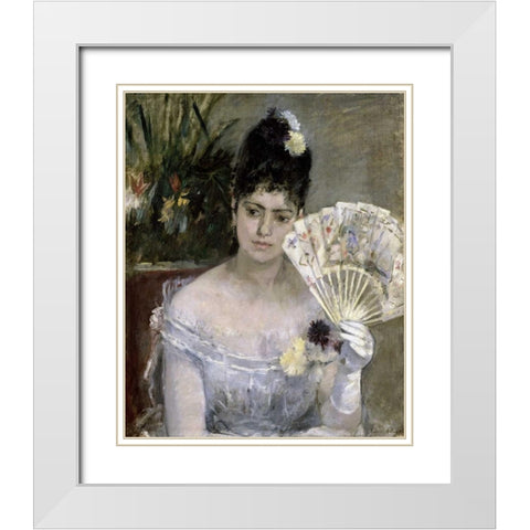 Young Lady at a Ball White Modern Wood Framed Art Print with Double Matting by Morisot, Berthe