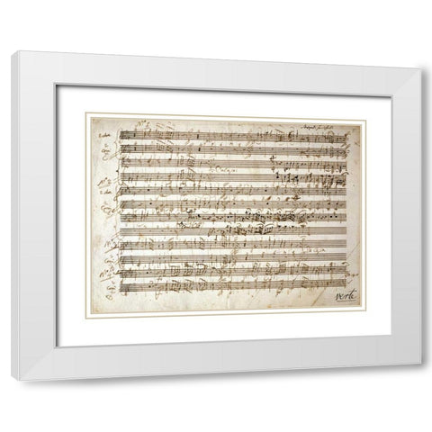 Six Contre Dances - Two Oboe and Horn Parts White Modern Wood Framed Art Print with Double Matting by Mozart, Wolfgang Amadeus