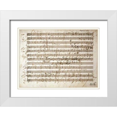Six Contre Dances - Two Oboe and Horn Parts White Modern Wood Framed Art Print with Double Matting by Mozart, Wolfgang Amadeus
