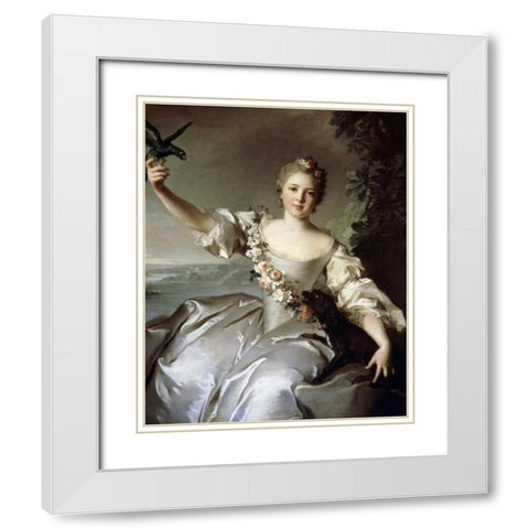 Portrait of Marquise DAntin White Modern Wood Framed Art Print with Double Matting by Nattier, Jean-Marc