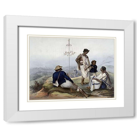 Indians of The Guauchinango Mountains White Modern Wood Framed Art Print with Double Matting by Nebel, Carlos