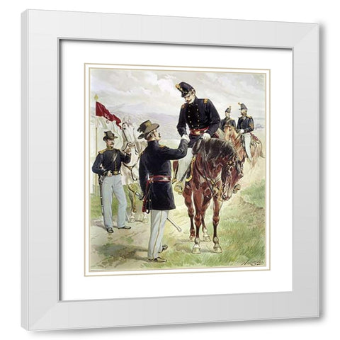 Cavalry and Dragoons White Modern Wood Framed Art Print with Double Matting by Ogden, Henry Alexander