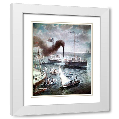 Fultons Triumph The Clermont, 1807 White Modern Wood Framed Art Print with Double Matting by Ogden, Henry Alexander