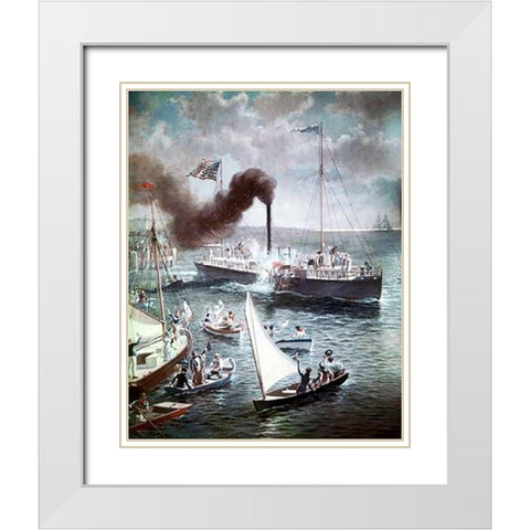 Fultons Triumph The Clermont, 1807 White Modern Wood Framed Art Print with Double Matting by Ogden, Henry Alexander