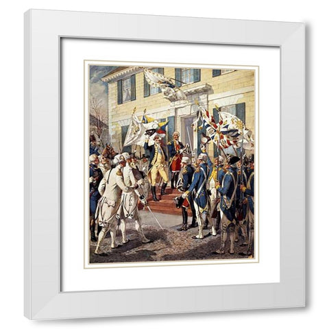 Washington Visiting Rochambeau at French Embassy White Modern Wood Framed Art Print with Double Matting by Ogden, Henry Alexander