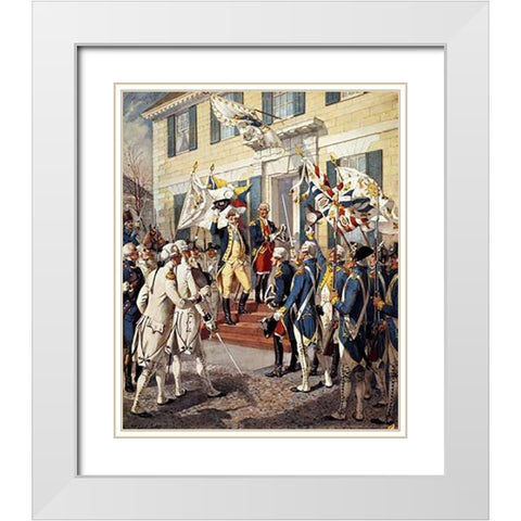 Washington Visiting Rochambeau at French Embassy White Modern Wood Framed Art Print with Double Matting by Ogden, Henry Alexander
