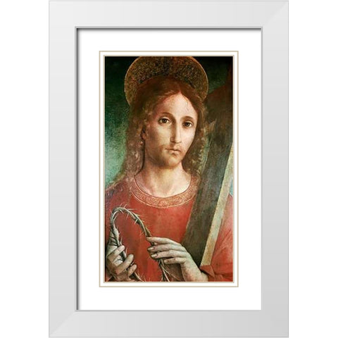 Jesus With Cross and Crown of Thorns White Modern Wood Framed Art Print with Double Matting by Pacchiarotto, Giacomo