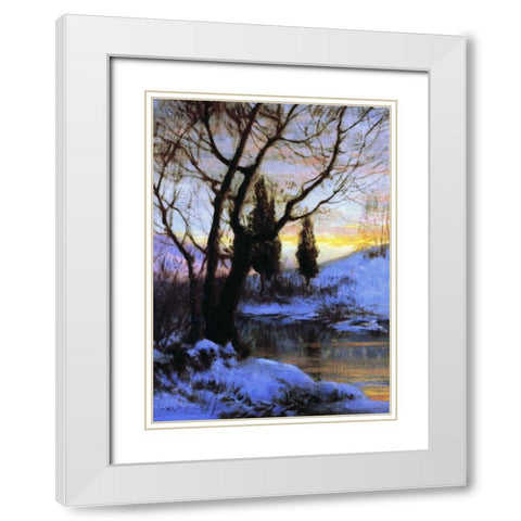 Winter Sunset White Modern Wood Framed Art Print with Double Matting by Palmer, Walter Launt