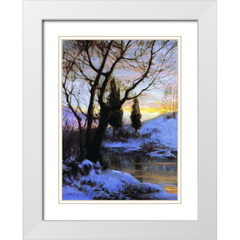 Winter Sunset White Modern Wood Framed Art Print with Double Matting by Palmer, Walter Launt
