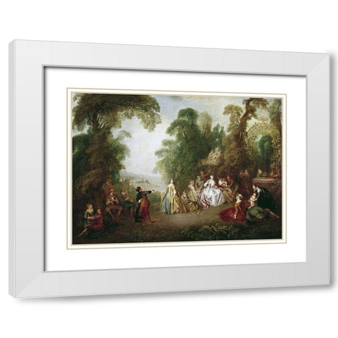 Dance White Modern Wood Framed Art Print with Double Matting by Pater, Jean-Baptiste