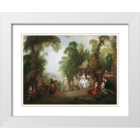 Dance White Modern Wood Framed Art Print with Double Matting by Pater, Jean-Baptiste