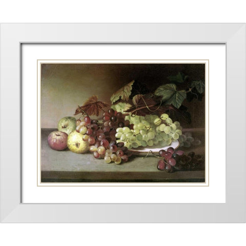 Grapes and Apples White Modern Wood Framed Art Print with Double Matting by Peale, James