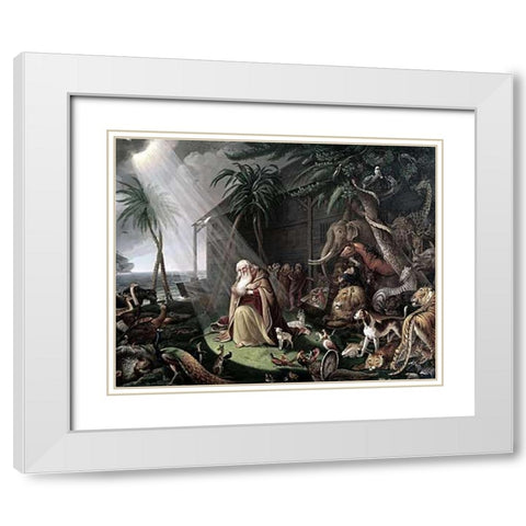 Noahs Ark White Modern Wood Framed Art Print with Double Matting by Peale, James