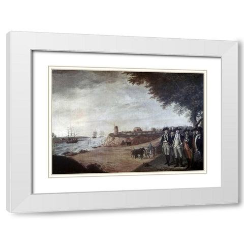 Washington at Yorktown After Surrender, 1781 White Modern Wood Framed Art Print with Double Matting by Peale, James