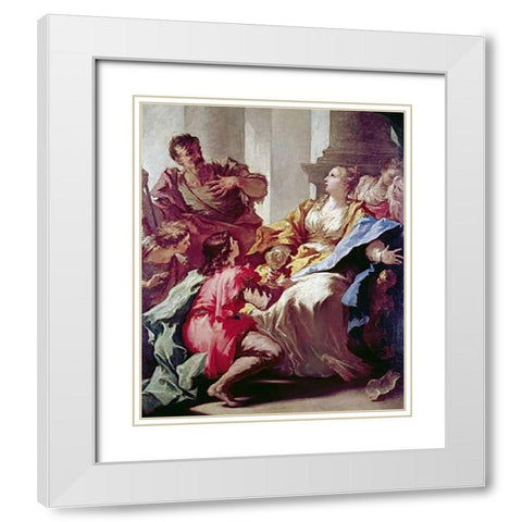 Sophonisba Receiving The Cup of Poison White Modern Wood Framed Art Print with Double Matting by Pellegrini, Giovanni Antonio