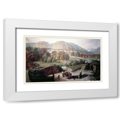 Roman Town at The Foot of The Alps White Modern Wood Framed Art Print with Double Matting by Penguilly-L Haridon, Octave