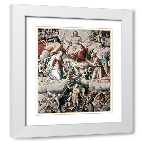 Last Judgement White Modern Wood Framed Art Print with Double Matting by Penni, Giovanni Francesco