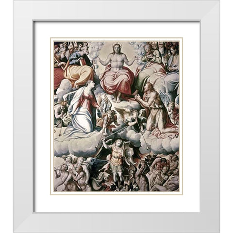 Last Judgement White Modern Wood Framed Art Print with Double Matting by Penni, Giovanni Francesco
