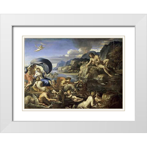 Acis and Galatea White Modern Wood Framed Art Print with Double Matting by Perrier, Francois