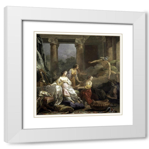 Mercury, Herse and Aglauros White Modern Wood Framed Art Print with Double Matting by Pierre, Jean-Baptiste