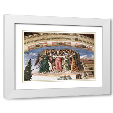 Adoration of The Shepherds - Detail White Modern Wood Framed Art Print with Double Matting by Pintoricchio, Bernardino