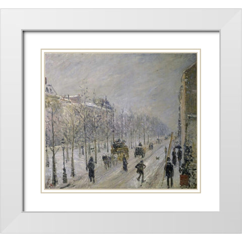 The Effect of Snow on the Boulevards Appearance White Modern Wood Framed Art Print with Double Matting by Pissarro, Camille