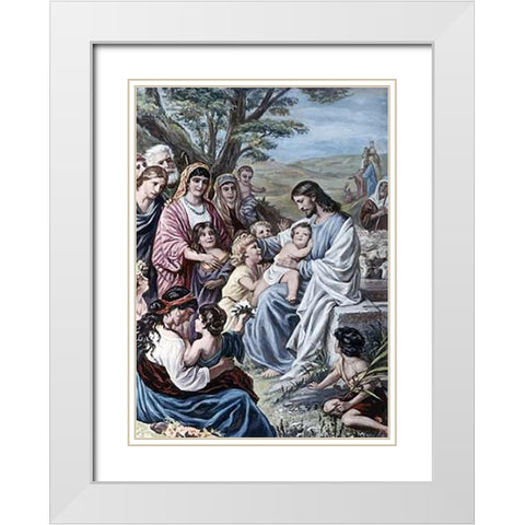 Museumist and the Children White Modern Wood Framed Art Print with Double Matting by Plockhorst, Bernhard