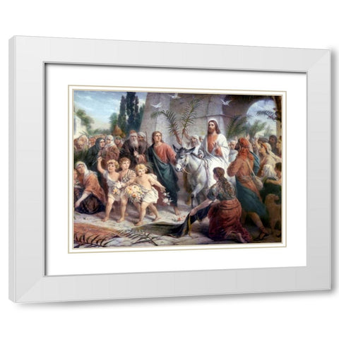 Christs Entrance into Jerusalem White Modern Wood Framed Art Print with Double Matting by Plockhorst, Bernhard