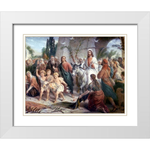 Christs Entrance into Jerusalem White Modern Wood Framed Art Print with Double Matting by Plockhorst, Bernhard