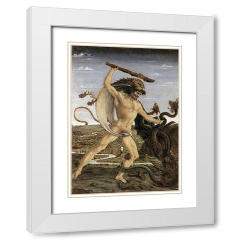 Hercules and The Lernaean Hydra White Modern Wood Framed Art Print with Double Matting by Pollaiolo, Piero del