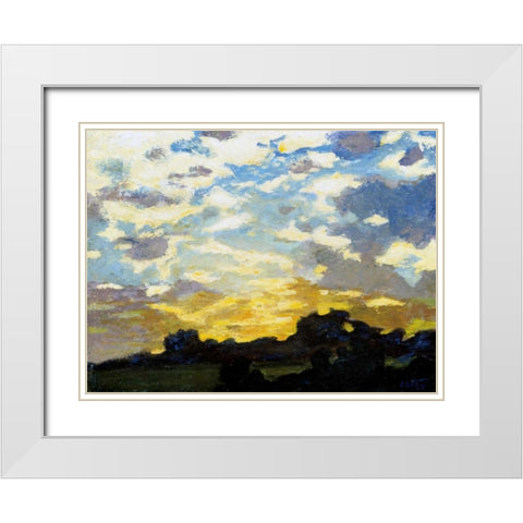 Golden Sunset White Modern Wood Framed Art Print with Double Matting by Potthast, Edward Henry