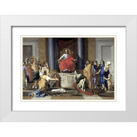 Judgement of Solomon White Modern Wood Framed Art Print with Double Matting by Poussin, Nicolas