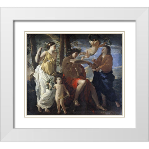 Poets Inspiration White Modern Wood Framed Art Print with Double Matting by Poussin, Nicolas