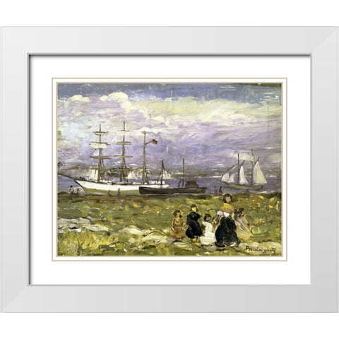 Title Unknown White Modern Wood Framed Art Print with Double Matting by Prendergast, Maurice Brazil
