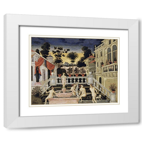 David Watching Bathsheba Bathe White Modern Wood Framed Art Print with Double Matting by Pulakis, Theodoros
