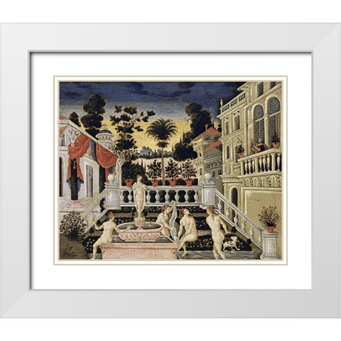 David Watching Bathsheba Bathe White Modern Wood Framed Art Print with Double Matting by Pulakis, Theodoros