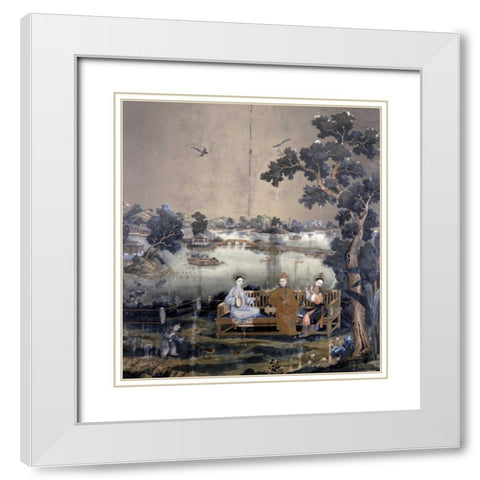 Mirror Painting White Modern Wood Framed Art Print with Double Matting by Emperor Qianlong