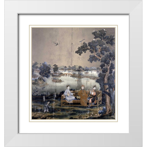 Mirror Painting White Modern Wood Framed Art Print with Double Matting by Emperor Qianlong