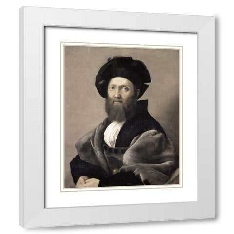 Baldassare Castiglione White Modern Wood Framed Art Print with Double Matting by Raphael