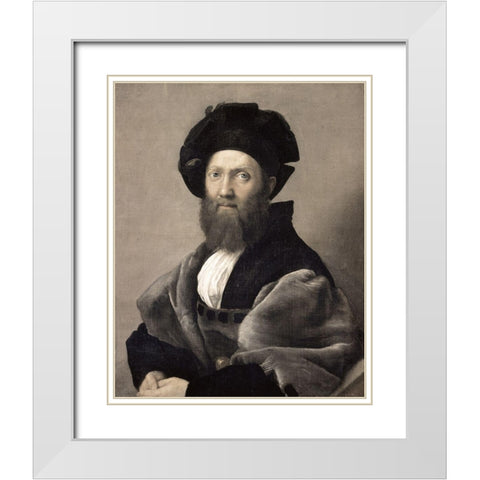 Baldassare Castiglione White Modern Wood Framed Art Print with Double Matting by Raphael
