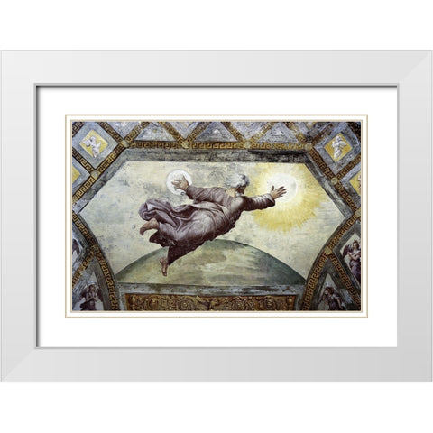 Creation of The Sun and Moon White Modern Wood Framed Art Print with Double Matting by Raphael